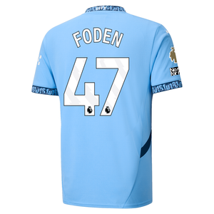 Puma Manchester City Phil Foden Home Jersey w/ EPL + No Room For Racism + Club World Cup Patches 24/25 (Team Light Blue/Marine Blue)