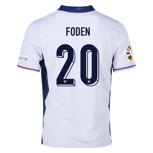 Nike England Phil Foden Home Jersey w/ Euro 2024 Patches 24/25 (White/Blue Void)