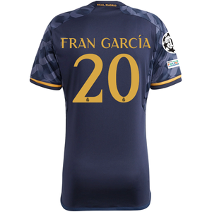 adidas Real Madrid Fran Garcia Away Jersey w/ Champions League + Club World Cup Patch 23/24 (Legend Ink/Preloved Yellow)