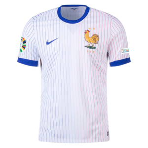 Nike France Authentic Away Jersey w/ Euro 2024 Patches 24/25 (White/Bright Blue)