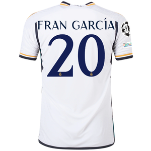 adidas Real Madrid Authentic Fran Garcia Home Jersey w/ Champions League + Club World Cup Patches 23/24 (White)