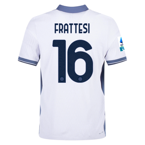 Nike Inter Milan Authentic Davide Frattesi Away Jersey w/ Serie A + Scudetto Patch 24/25 (White/Silver)