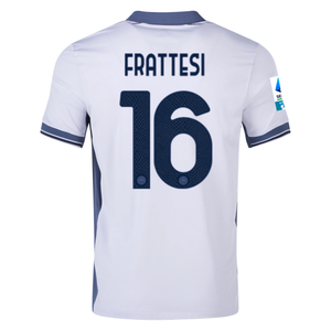 Nike Inter Milan Davide Frattesi Away Jersey w/ Serie A + Scudetto Patch 24/25 (Summit White/Iris Whisper)