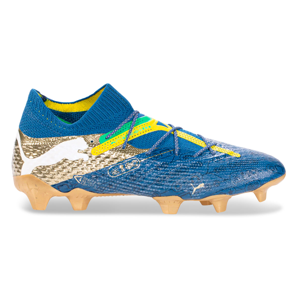 Puma Future 7 Ultimate NJR FG/AG Soccer Cleats (Saline Blue/Pele Yellow/Grassy Green)