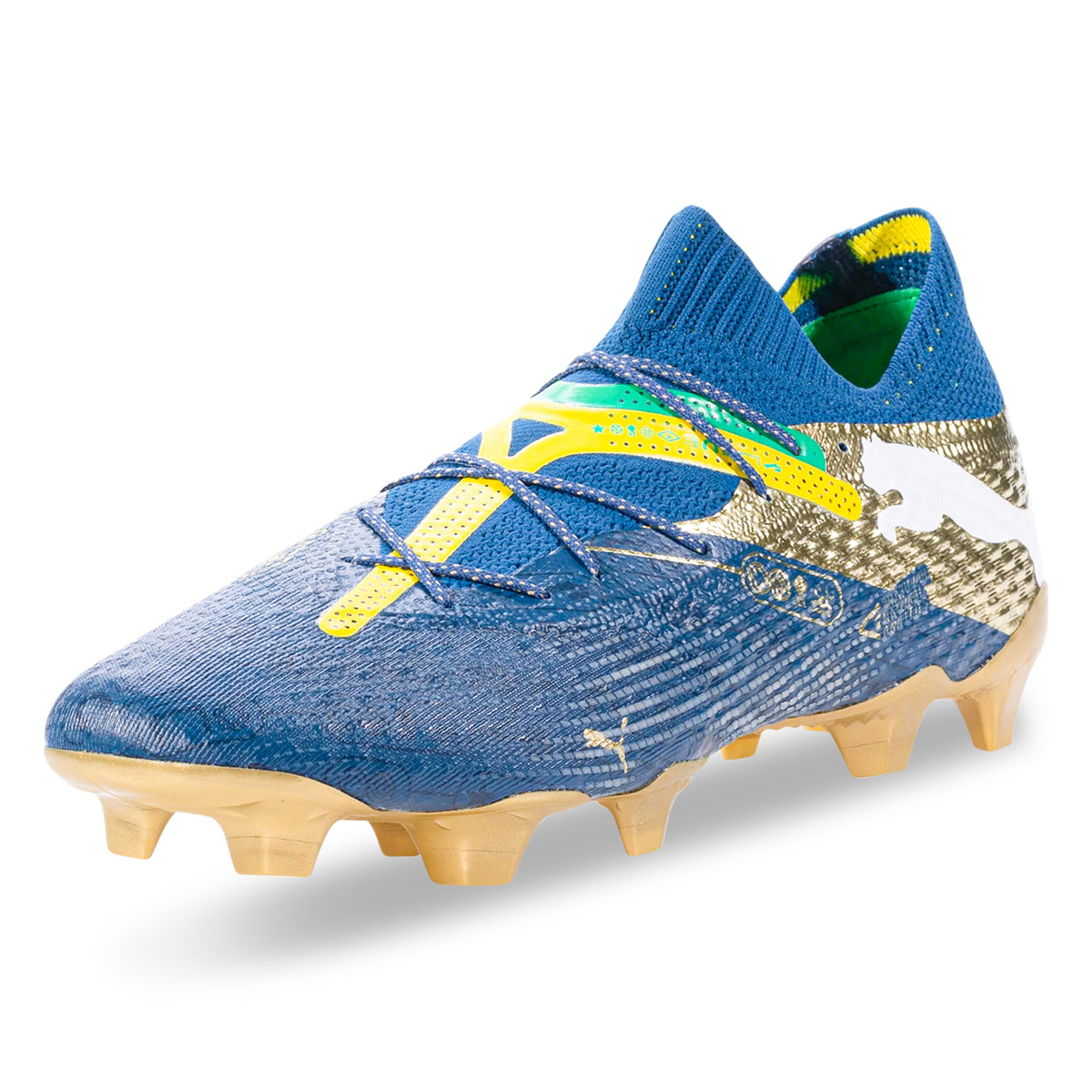 Puma Future 7 Ultimate NJR FG/AG Soccer Cleats (Saline Blue/Pele Yellow/Grassy Green)