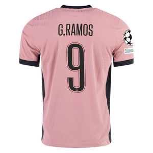 Nike Paris Saint-Germain Authentic Gonçalo Ramos Third Jersey w/ Champions League Patches 24/25 (Rust Pink/Black)