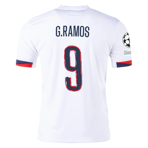 Nike Paris Saint-Germain Gonçalo Ramos Away Jersey w/ Champions League Patches 24/25 (White/Midnight Navy)