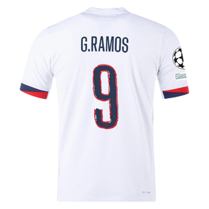 Nike Paris Saint-Germain Authentic Gonçalo Ramos Away Jersey w/ Champions League Patches 24/25 (White/Midnight Navy)