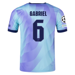 adidas Arsenal Authentic Gabriel Third Jersey w/ Champions League Patches 24/25 (Clear Aqua/Light Flash Purple)