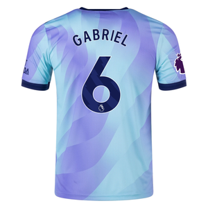 adidas Arsenal Authentic Gabriel Third Jersey w/ EPL Patch 24/25 (Clear Aqua/Light Flash Purple)