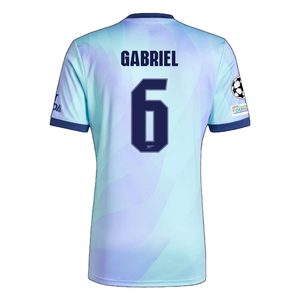 adidas Arsenal Gabriel Third Jersey w/ Champions League Patches 24/25 (Clear Aqua/Light Flash Purple)