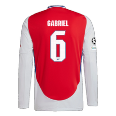 adidas Arsenal Gabriel Magalhães Home Long Sleeve Jersey w/ Champions League Patches 24/25 (Better Scarlet/White)