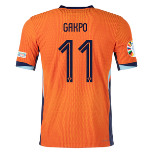 Nike Netherlands Match Authentic Cody Gakpo Home Jersey w/ Euro 2024 Patches 24/25 (Safety Orange/Blue Void)