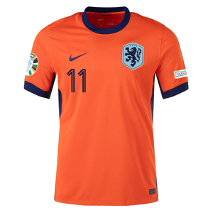 Nike Netherlands Cody Gakpo Home Jersey w/ Euro 2024 Patches 24/25 (Safety Orange/Black)