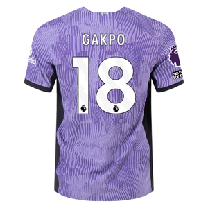 Nike Liverpool Authentic Cody Gakpo Match Vaporknit Third Jersey w/ EPL + No Room For Racism Patches 23/24 (Space Purple/White)