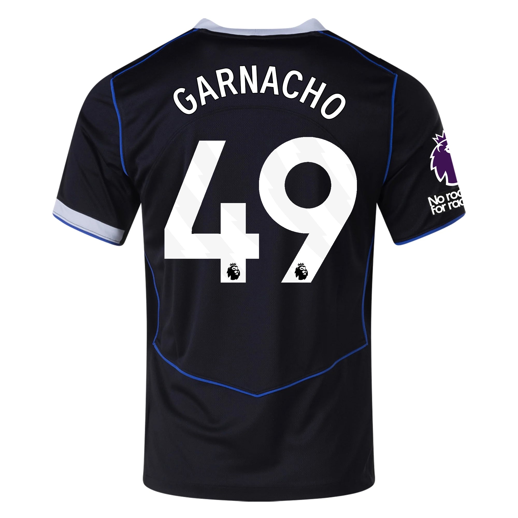 Nike Garnacho Chelsea T90 Third Jersey w/ EPL + NRFR + CWCC Patch 25/26 (Black/Silver)