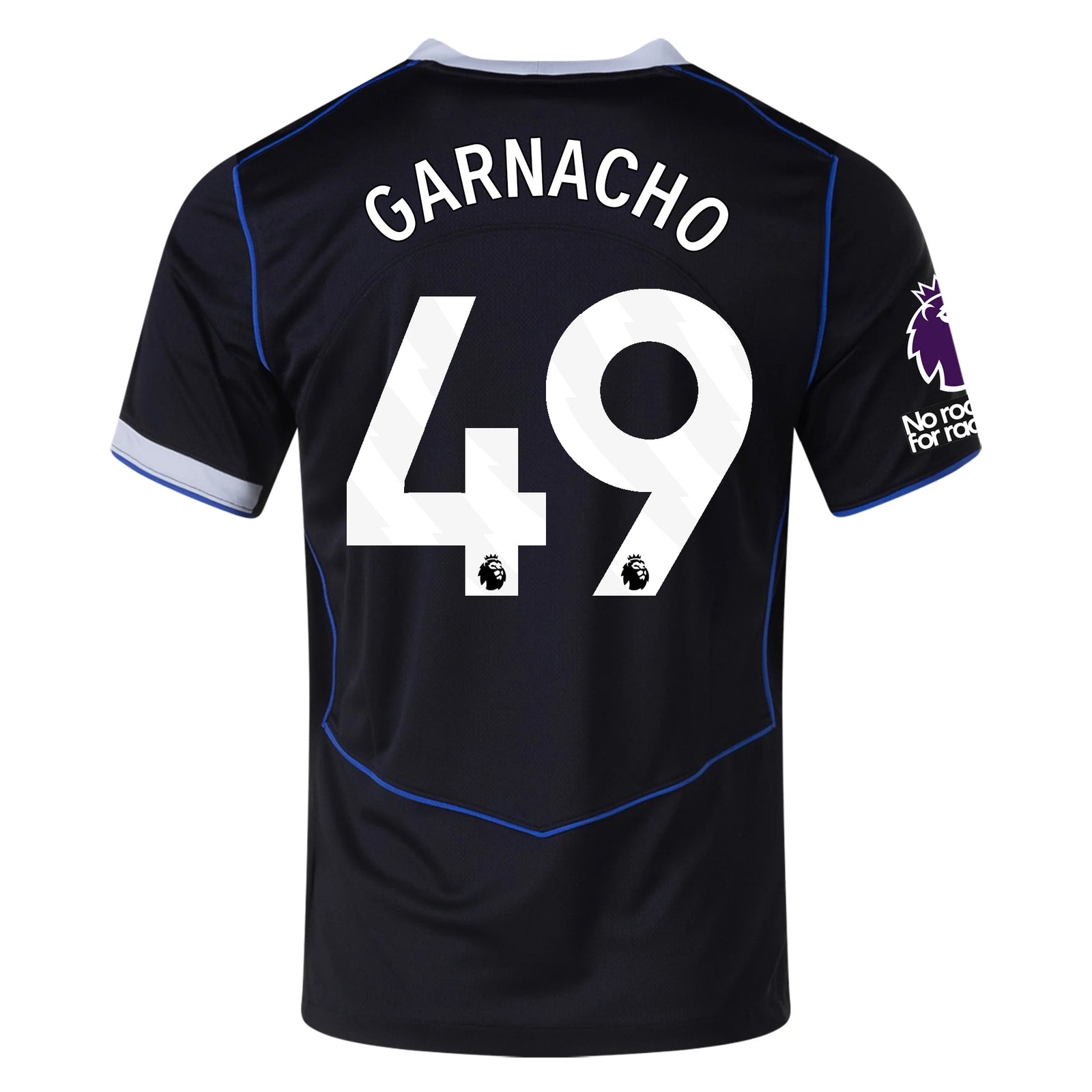 Nike Garnacho Chelsea T90 Third Jersey w/ EPL + NRFR + CWCC Patch 25/26 (Black/Silver)