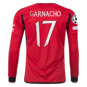 adidas Manchester United Authentic Alejandro Garnacho Long Sleeve Home Jersey w/ Champions League Patches 23/24 (Team College Red)