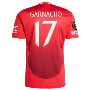 adidas Manchester United Alejandro Garnacho Home Jersey w/ Europa League Patches 24/25 (MUFC Red)