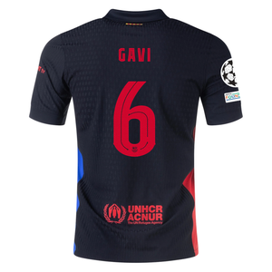 Nike Barcelona Authentic Gavi Away Jersey w/ Champions League Patches 24/25 (Black/University Red/Hyper Royal)