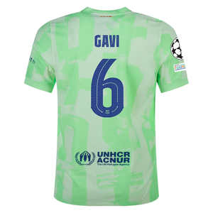 Nike Barcelona Authentic Gavi Third Jersey w/ Champions League Patches 24/25 (Barely Volt/Old Royal)