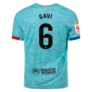 Nike Barcelona Authentic Pablo Gavi Match Vaporknit Third Jersey w/ La Liga Champion Patches 23/24 (Light Aqua/Royal Blue)
