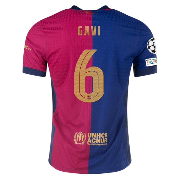 Nike Barcelona Authentic Gavi Home Jersey w Champions League Patches Soccer Wearhouse