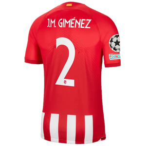 Nike Atletico Madrid José María Giménez Home Jersey w/ Champions League Patches 23/24 (Sport Red/Global Red)