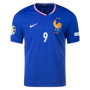 Nike France Oliver Giroud Home Jersey w/ Euro 2024 Patches 24/25 (Bright Blue/University Red)