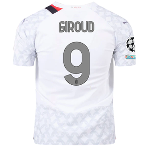 Puma AC Milan Authentic Oliver Giroud Away Jersey w/ Champions League Patches 23/24 (Puma White/Feather Grey)