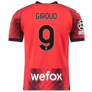 Puma AC Milan Olivier Giroud Home Jersey w/ Champions League Patches 23/24 (Puma Red/Black)