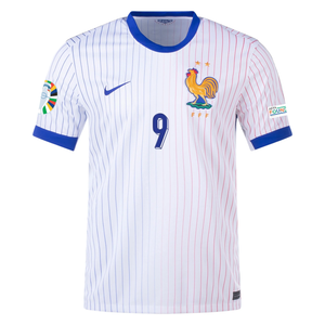 Nike France Oliver Giroud Away Jersey w/ Euro 2024 Patches 24/25 (White/Bright Blue)