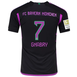 adidas Bayern Munich Authentic Serge Gnabry Away Jersey w/ Bundesliga Champion Patch 23/24 (Black)
