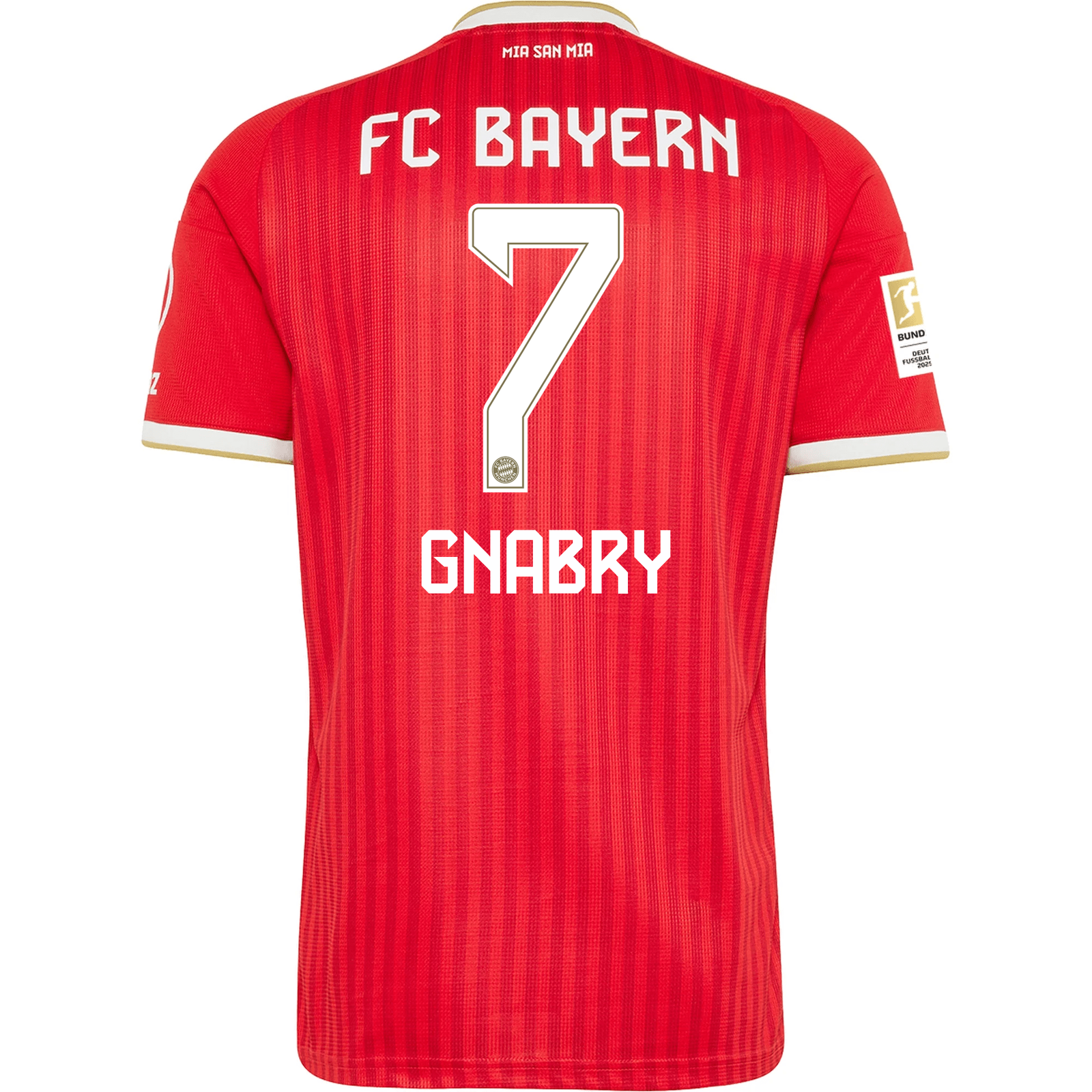 adidas Mens Bayern Munich Serge Gnabry Home Jersey w/ Bundesliga Champion Patch 26/27 (Red)