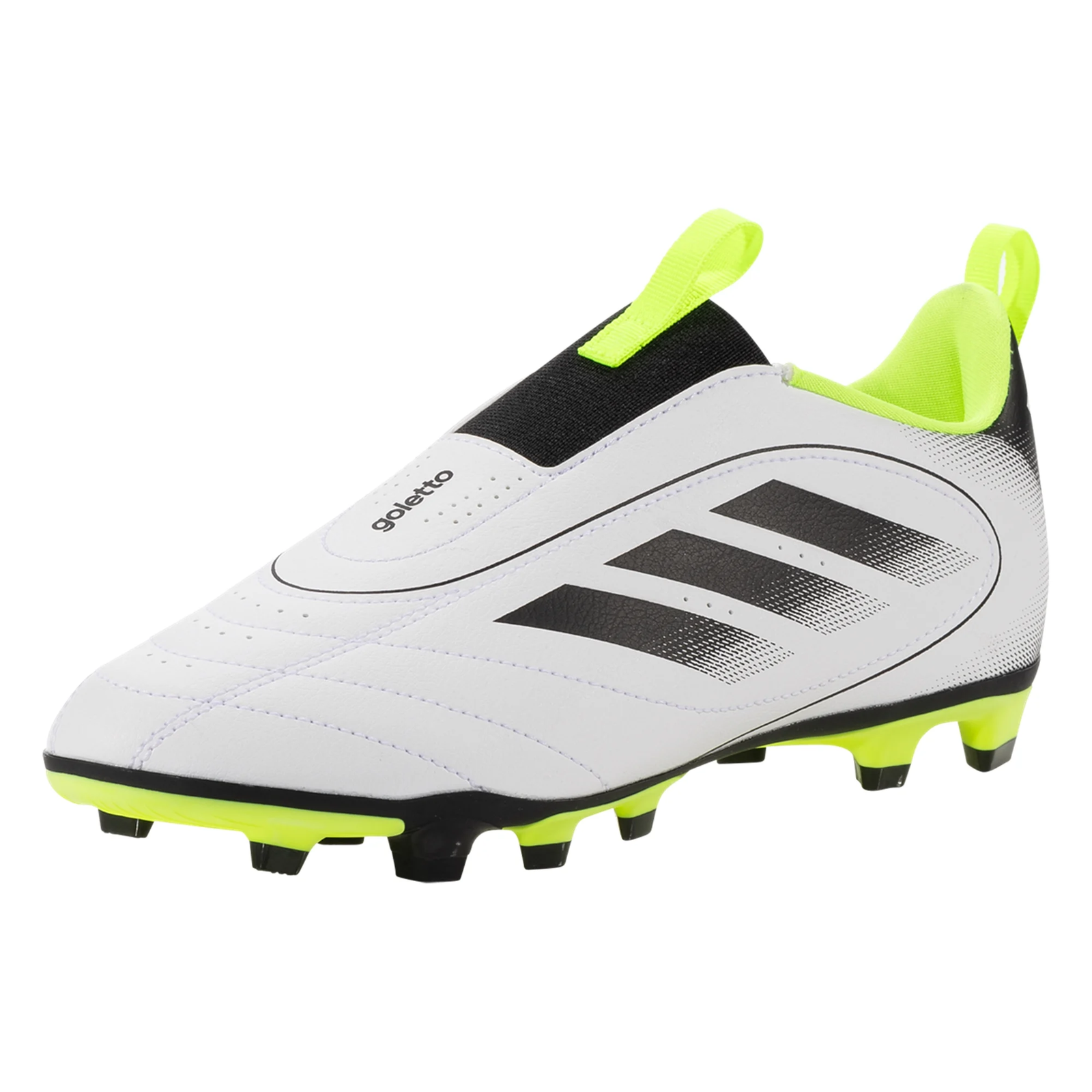 adidas Youth Jr. Goletto IX Laceless FG/MG Soccer Cleats (White/Lucid Lemon)