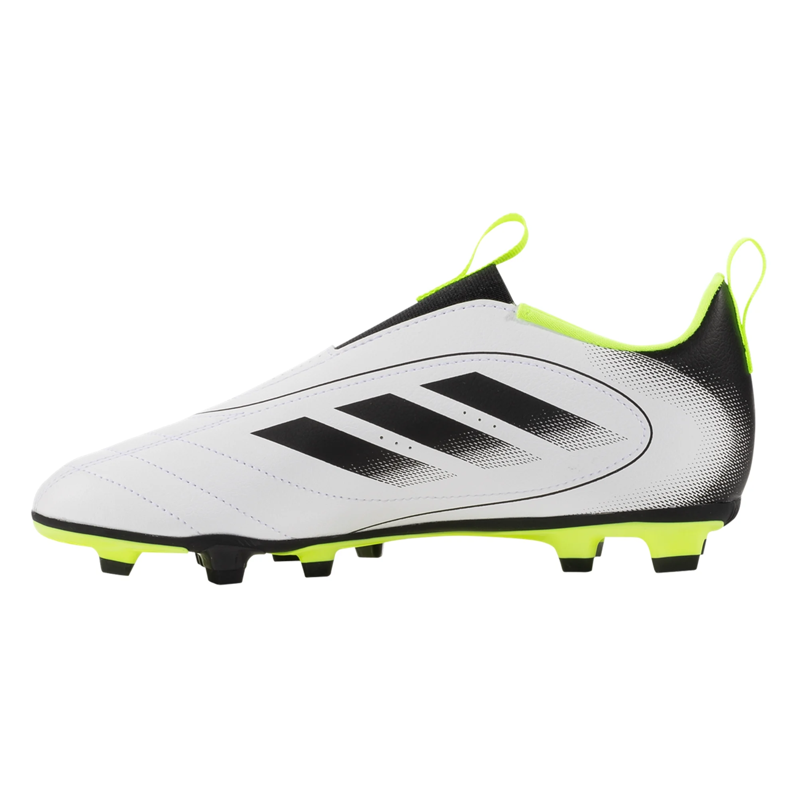 adidas Youth Jr. Goletto IX Laceless FG/MG Soccer Cleats (White/Lucid Lemon)