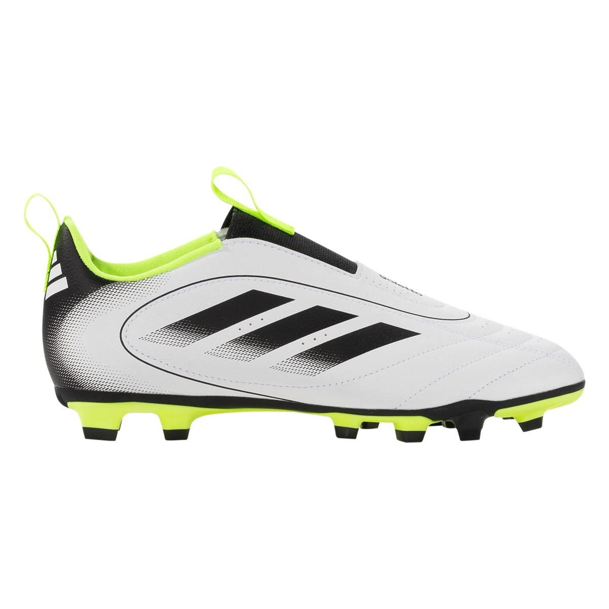 adidas Youth Jr. Goletto IX Laceless FG/MG Soccer Cleats (White/Lucid Lemon)