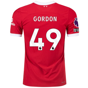 Nike Liverpool Authentic Gordan Vaporknit Match Home Jersey w/ EPL + No Room For Racism 23/24 (Red/White)