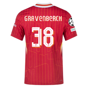 Nike Liverpool Match Authentic Ryan Gravenberch Home Jersey w/ Champions League Patches 24/25 (Gym Red/Chrome Yellow)