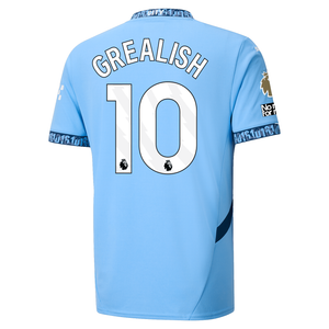 Puma Manchester City Jack Grealish Home Jersey w/ EPL + No Room For Racism + Club World Cup Patches 24/25 (Team Light Blue/Marine Blue)