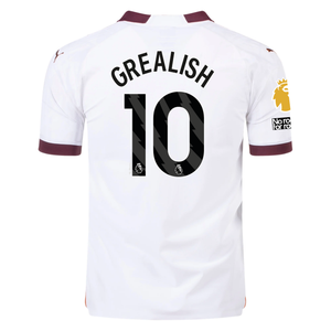 Puma Manchester City Authentic Jack Grealish Away Jersey w/ EPL + No Room For Racism Patches 23/24 (Puma White/Aubergine)