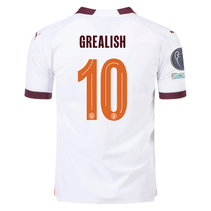 Puma Manchester City Authentic Jack Grealish Away Jersey w/ Champions League + Club World Cup Patches 23/24 (Puma White/Aubergine)