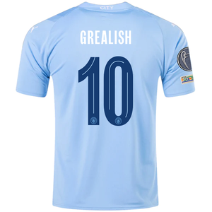 Puma Manchester City Jack Grealish Home Jersey w/ Champions League + Club World Cup Patches 23/24 (Team Light Blue/Puma White)