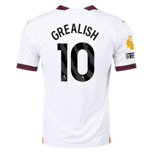 Puma Manchester City Jack Grealish Away Jersey w/ EPL + No Room For Racism Patches 23/24 (Puma White/Aubergine)