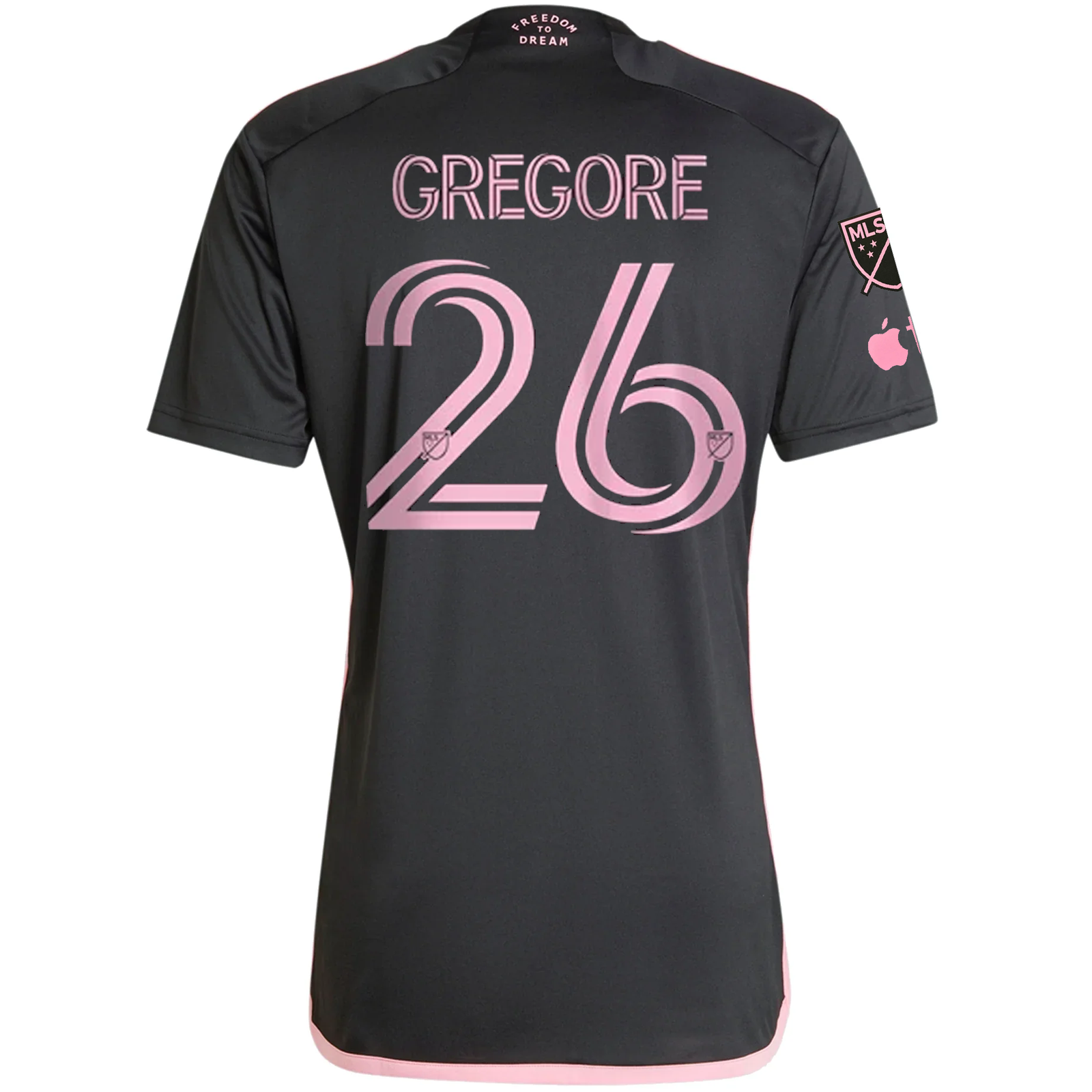 adidas Inter Miami Gregore Royal Caribbean Away Jersey w/ MLS + Apple TV Patches 23/24 (Black/Bliss Pink)