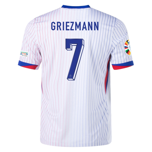 Nike France Antoine Griezmann Away Jersey w/ Euro 2024 Patches 24/25 (White/Bright Blue)
