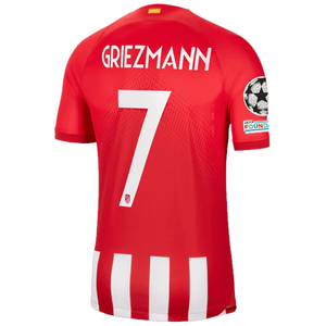 Nike Atletico Madrid Antoinne Griezmann Home Jersey w/ Champions League Patches 23/24 (Sport Red/Global Red)