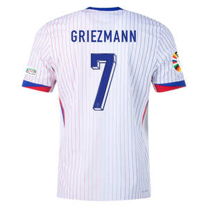 Nike France Authentic Antoine Griezmann Away Jersey w/ Euro 2024 Patches 24/25 (White/Bright Blue)