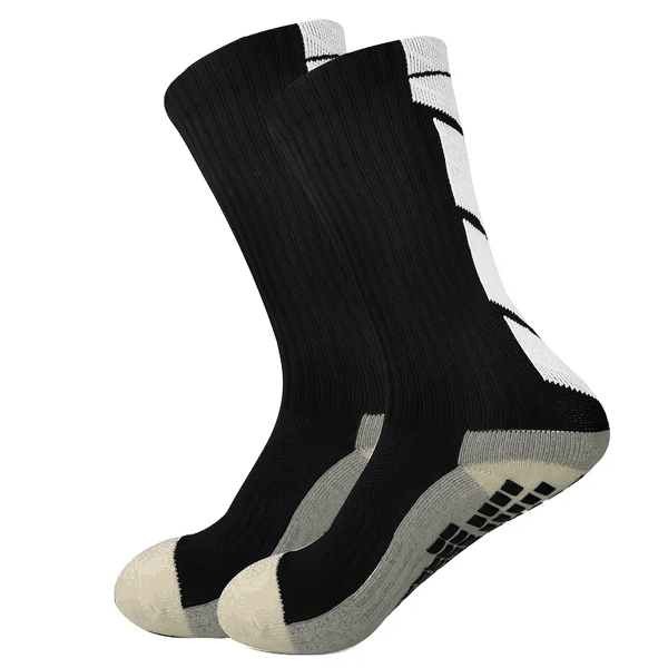 Grip Anti - Slip Solid Arrow Sock (Black/White) | SoccerWearhouse