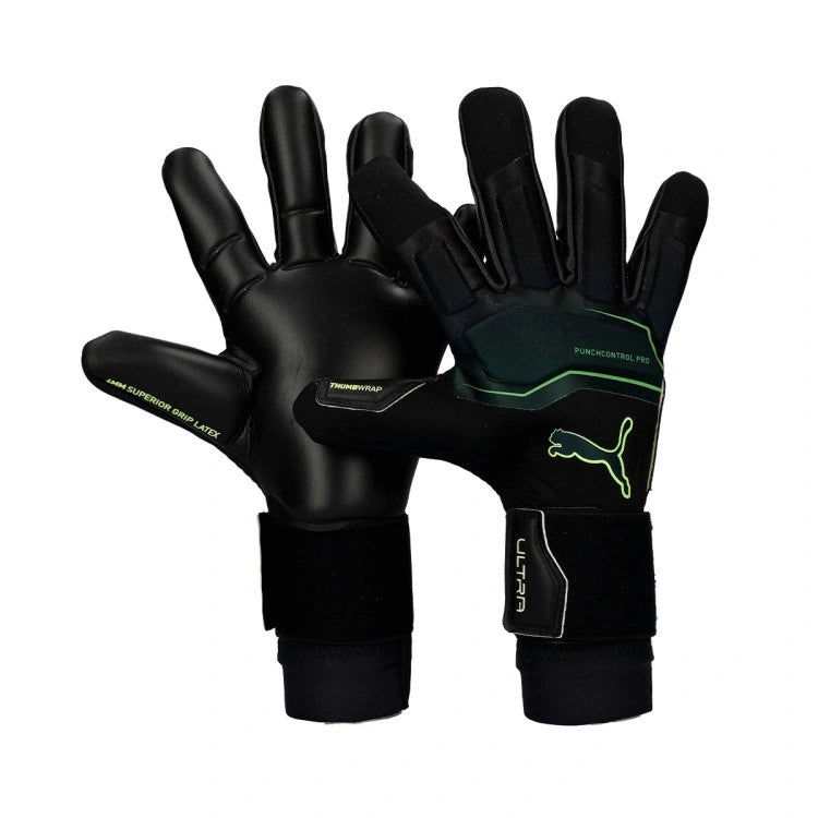 Puma Ultra Ultimate Hybrid Goalkeeper Gloves (Black/Green/Fizzy Light)